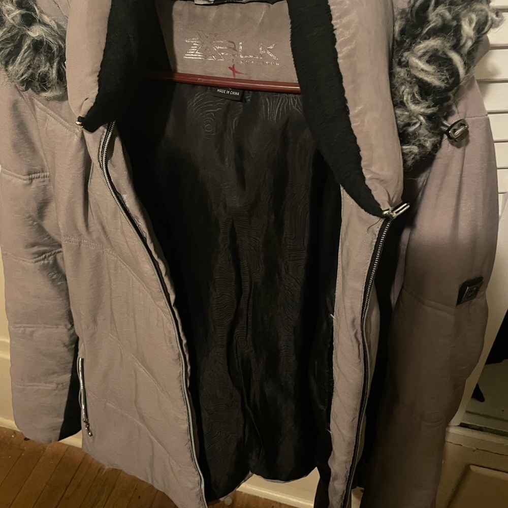 Zara Gray Coat with Faux Fur Collar